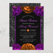 Invitation Fleurs d'automne orange et violet Halloween Sweet  (Devant / Derrière)