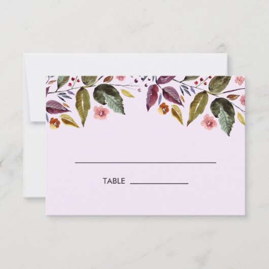 Invitation Fleurs d'automne Plum Mariage Table Place Card (Devant)