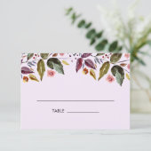 Invitation Fleurs d'automne Plum Mariage Table Place Card (Debout devant)