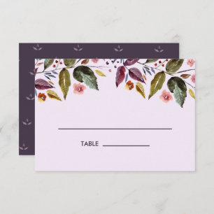 Invitation Fleurs d'automne Plum Mariage Table Place Card