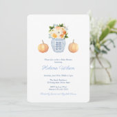 Invitation Fleurs d'automne preppy Ginger Jar Baby shower Cit (Debout devant)