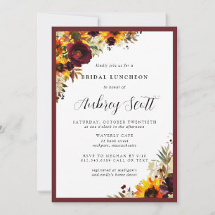 Invitation Fleurs d'automne Rose de tournesol Fête des mariée