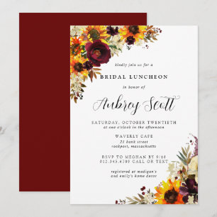 Invitation Fleurs d'automne Rose de tournesol Fête des mariée