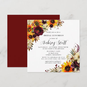 Invitation Fleurs d'automne Rose de tournesol Fête des mariée