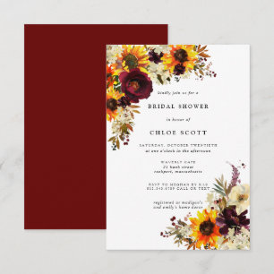 Invitation Fleurs d'automne Rose de tournesol Fête des mariée