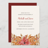 Invitation Fleurs d'automne Rustic Elegant Engagement Party (Devant / Derrière)