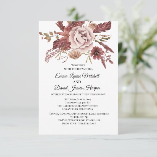 Invitation Fleurs d'automne rustiques Aquarelle (Debout devant)