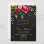 Invitation Fleurs d'automne rustiques foncées Mariage élégant (Devant)