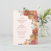 Invitation Fleurs d'Automne Rustiques Mariage Double Face (Debout devant)