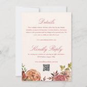 Invitation Fleurs d'Automne Rustiques Mariage Double Face (Dos)
