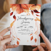Invitation Fleurs d'automne Thanksgiving Dîner