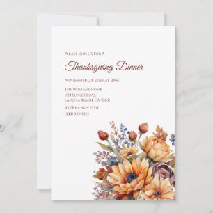 Invitation Fleurs d'automne Thanksgiving-Watercolor