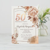 Invitation Fleurs d'automne, Verre de Champagne Gold 50e (Debout devant)