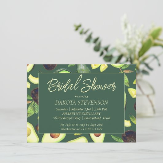 Invitation Fleurs d'avocatier | Salle de mariage rustique ver (Debout devant)