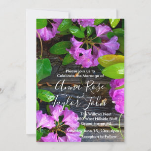 Invitation Fleurs d'Azaleas roses, jardin rustique