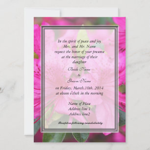 Invitation fleurs d'azalée roses jolies mariage