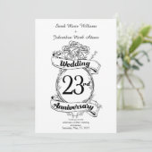 Invitation Fleurs de 23e anniversaire de mariage Rose (Debout devant)