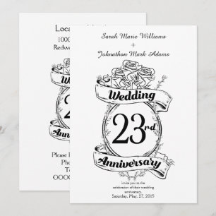 Invitation Fleurs de 23e anniversaire de mariage Rose