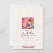 Invitation Fleurs de 60 ans Lin fleuri 60e anniversaire (Dos)
