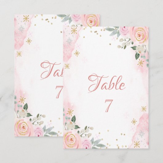 Invitation Fleurs de aquarelle chic flocons de neige (Devant / Derrière)