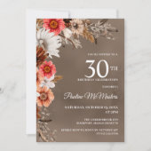 Invitation Fleurs de automne neutres florales blanches 30e an (Devant)