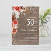 Invitation Fleurs de automne neutres florales blanches 30e an (Debout devant)