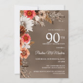 Invitation Fleurs de automne neutres florales blanches 90e an (Devant)