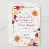 Invitation Fleurs de automne rouge et orange Cadre doux 16 (Devant)