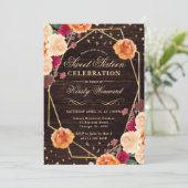 Invitation Fleurs de automne rouge et orange Cadre doux 16 (Debout devant)