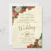 Invitation Fleurs de automne vintages Élégant Mariage ivoire (Devant)