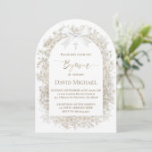 Invitation fleurs de baby's breath blanches Baptême (Debout devant)