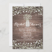 Invitation Fleurs de Baby's Breath Fête de Mariage Bois Rusti (Devant)