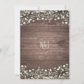 Invitation Fleurs de Baby's Breath Fête de Mariage Bois Rusti (Dos)