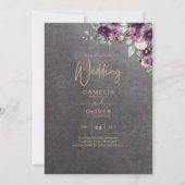 Invitation Fleurs de Baie Gris Argent Mariage Hiver Automne (Devant)