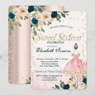 Invitation Fleurs de Ballerine Diamants Or Rose Douce 16