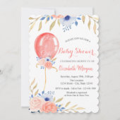 Invitation Fleurs de Ballon à Points Baby Shower (Devant)