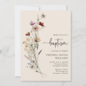Invitation Fleurs de baptême sauvages (Devant)