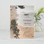 Invitation Fleurs de bateau à voile Script Plage Mariage (Debout devant)