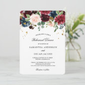 Invitation Fleurs de beauté bordeaux marine et rouge rustique (Debout devant)