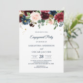 Invitation Fleurs de beauté bordeaux marine et rouge rustique (Debout devant)