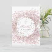 Invitation fleurs de bébé rose Baptême (Debout devant)