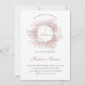 Invitation fleurs de bébé rose Baptême (Dos)