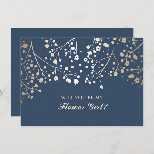 Invitation Fleurs de bébé souffle doré pour mariage demoisell (Devant / Derrière)