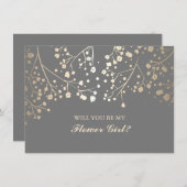 Invitation Fleurs de bébé souffle doré pour mariage demoisell (Devant / Derrière)