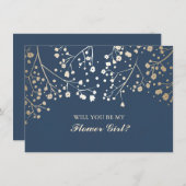 Invitation Fleurs de bébé souffle doré pour mariage et invita (Devant / Derrière)