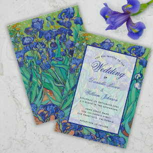 Invitation Fleurs de Bleu Iris Van Gogh Calligraphie de Maria