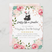 Invitation Fleurs de Bohême comme un anniversaire de Panda (Devant / Derrière)