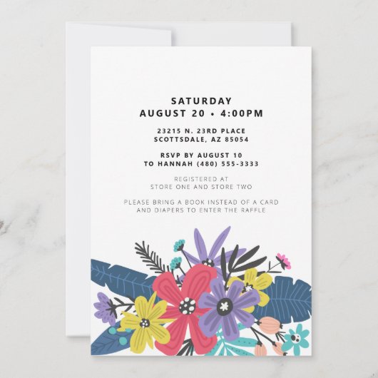 Invitation Fleurs de Boho moderne Twin Boy Baby Sprinking (Dos)
