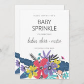 Invitation Fleurs de Boho moderne Twin Boy Baby Sprinking (Devant / Derrière)
