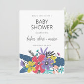 Invitation Fleurs de Boho modernes Baby shower jumeau garçon (Debout devant)